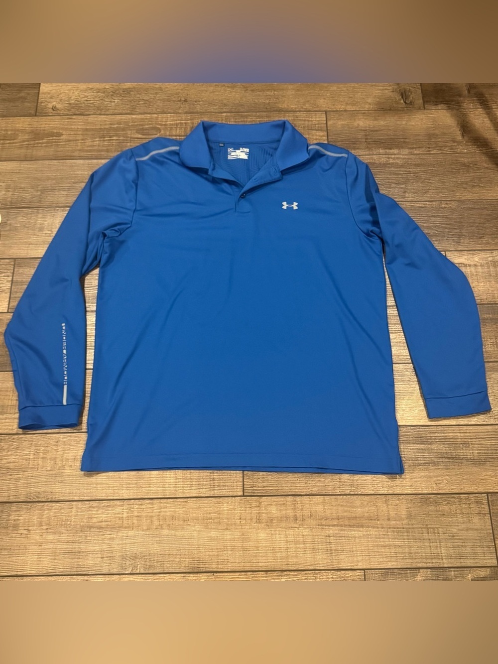Under Armour Polo Shirt Men XL Blue Loose Fit All Seasons Gear Long Sleeve